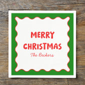 Leuke Retro Wavy Rood en Groen Custom Chic Kerstmi Servet