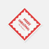 Leuke Retro Wavy Rood en Wit Custom Chic Kerstmis Servet (Hoek)