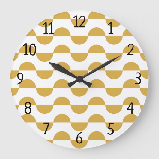 Leuke Retro Wavy Semi Circle Geel Grote Klok (Voorkant)