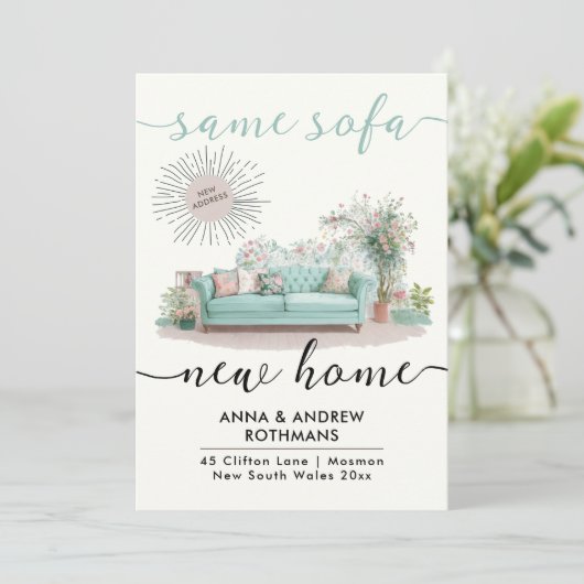 Leuke Retro Zelfde Sofa Nieuwe Home Bloemen Waterv Aankondiging (Staand voorkant)