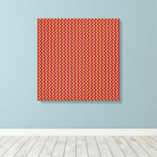 Leuke Retro Zigzag Wrapped Canvas Afdruk (Insitu (Houten vloer))