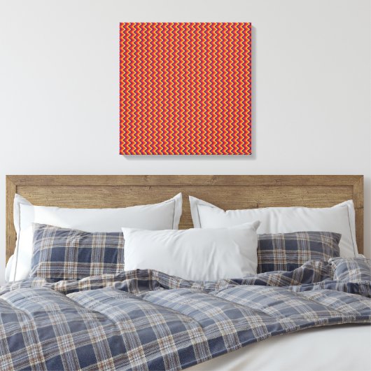 Leuke Retro Zigzag Wrapped Canvas Afdruk (Insitu (Slaapkamer))