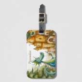 Leuke ridder drakenburcht verjaardagsfeestje Kinde Bagagelabel (Voorkant (verticaal))