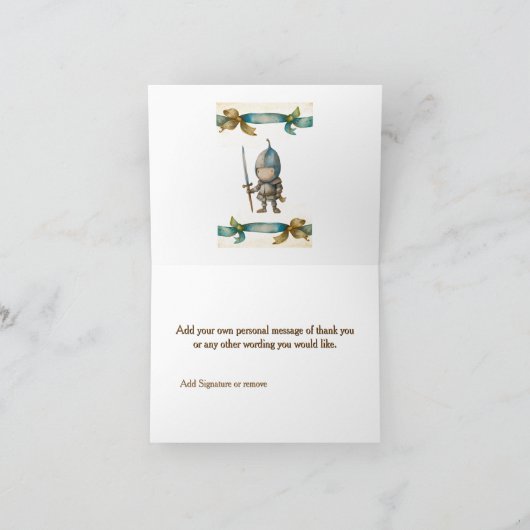 Leuke ridder drakenburcht verjaardagsfeestje Kinde Bedankkaart (Binnen)