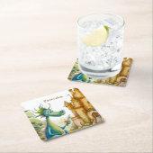 Leuke ridder drakenburcht verjaardagsfeestje Kinde Kartonnen Onderzetters (Insitu)