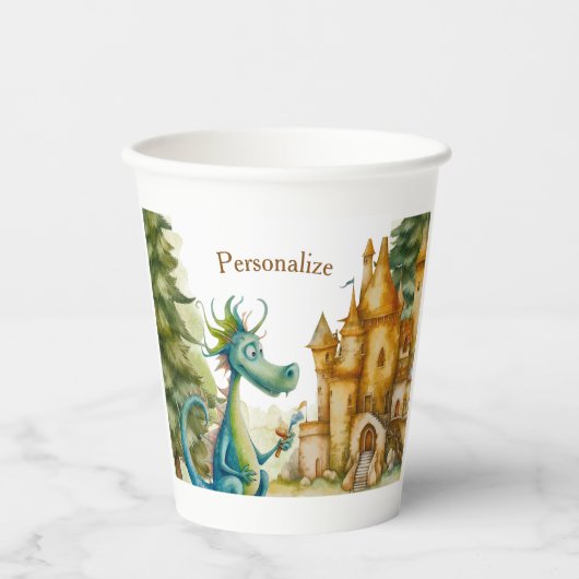 Leuke ridder drakenburcht verjaardagsfeestje Kinde Papieren Bekers (Voorkant)