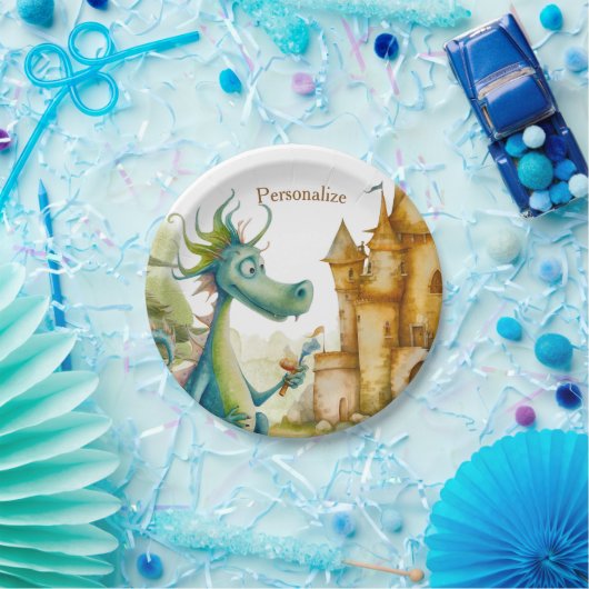 Leuke ridder drakenburcht verjaardagsfeestje Kinde Papieren Bordje (Feest)