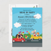 Leuke rij langs verjaardagsparadefeestje briefkaart (Voorkant / Achterkant)