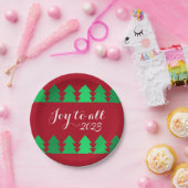 Leuke Rijen van Groene Kerstbomen Vreugde Aangepas Papieren Bordje (Feest)