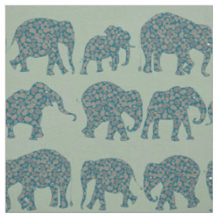 Leuke Rijen van Paisley Olifanten op Groen Patroon Stof