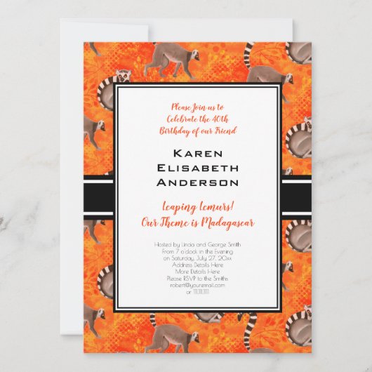 Leuke ringstaartmaki's Madagascar Oerwoud Party Kaart (Voorkant)