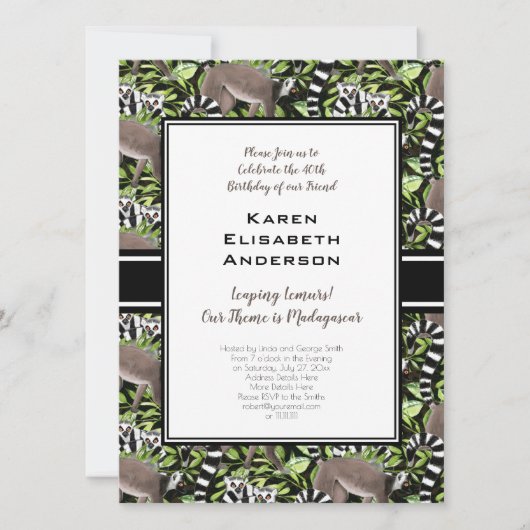 Leuke ringstaartmaki's Madagascar Oerwoud Party Kaart (Voorkant)