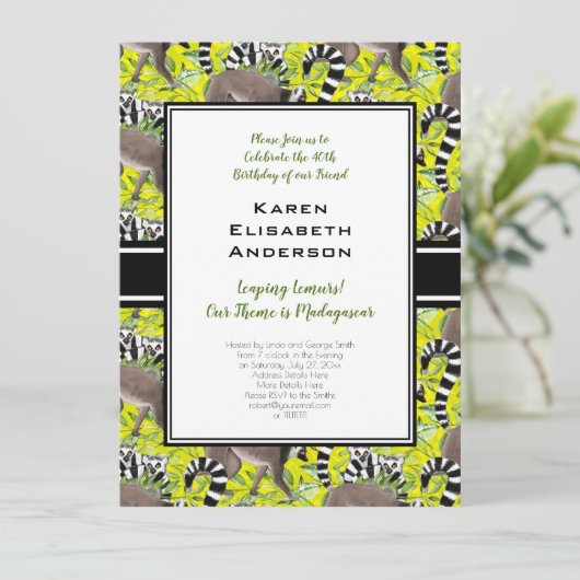 Leuke ringstaartmaki's Madagascar Oerwoud Party Kaart (Staand voorkant)