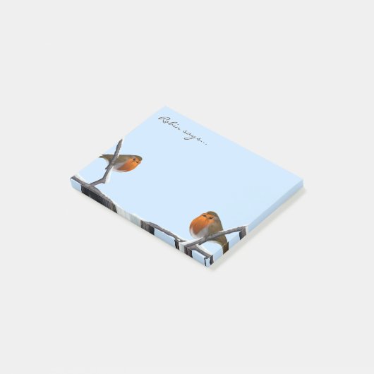 Leuke Robin Bird Gepersonaliseerd Winter Blauw Post-it® Notes (Schuin)