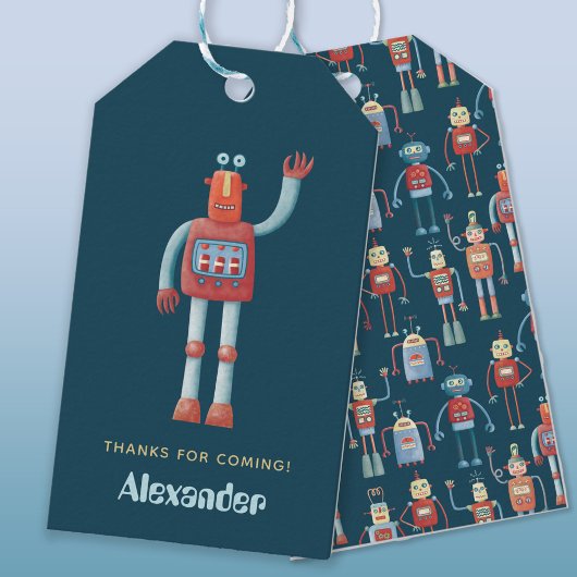 Leuke Robot Kids Verjaardagsfeestje Bedankt Favor Cadeaulabel
