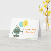 Leuke Robot met Ballons, Kinder Gelukkige Kaart (Gele Bloem)