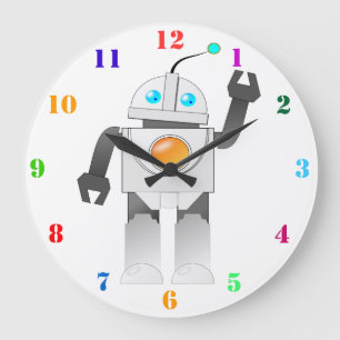 LEUKE ROBOT MET KLEURRIJKE CIJFERS GROTE KLOK