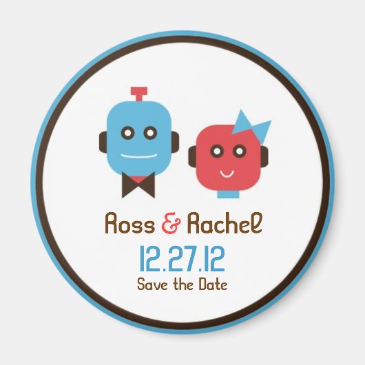Leuke Robot Thema Bruiloft Save the Date Magneet (Voorkant)