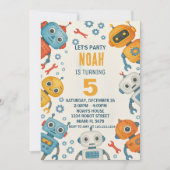 Leuke Robot Verjaardag Uitnodiging voor Kinderen (Voorkant)