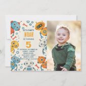 Leuke Robot Verjaardag Uitnodiging voor Kinderen m (Voorkant)