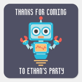Leuke robot verjaardagsfeestje dank u vierkante st sticker