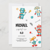 Leuke Robots Verjaardagsuitnodiging  Kaart (Voorkant)