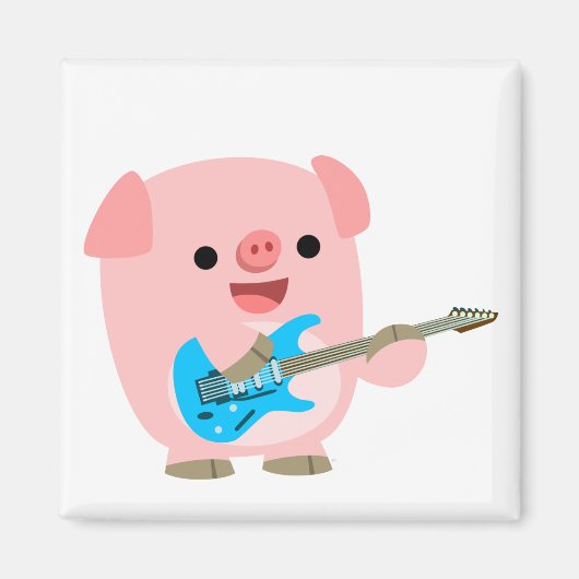 Leuke Rockin' Cartoon Varkensmagneet Magneet (Voorkant)