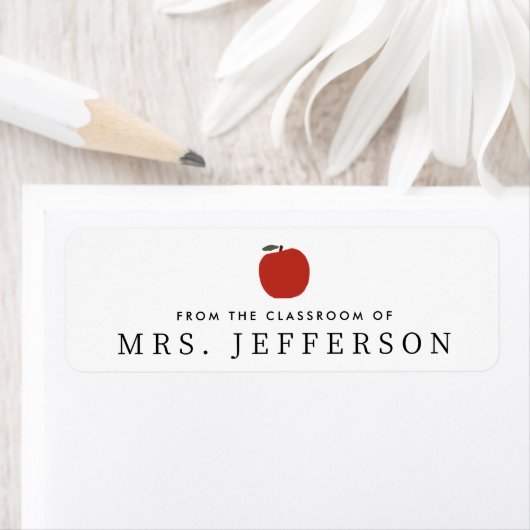 Leuke rode appel uit de klas van de leraar etiket (Insitu)