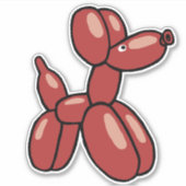 Leuke rode ballon hond dierlijk ontwerp sticker (Voorkant)