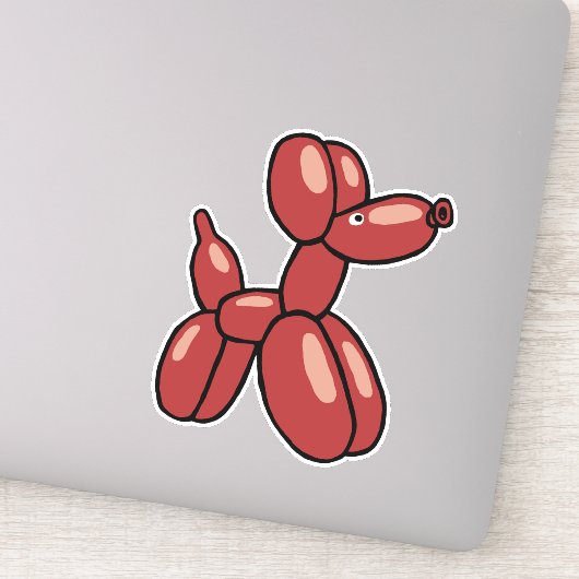 Leuke rode ballon hond dierlijk ontwerp sticker (Detail)
