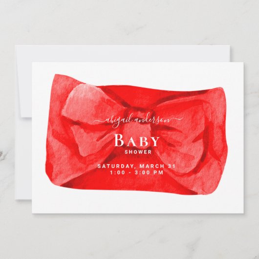 Leuke rode boog Baby shower uitnodiging (Voorkant)