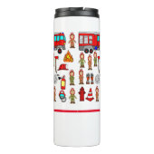 Leuke rode brandweerauto & brandweerlieden thermosbeker (Achterkant)