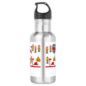 Leuke rode brandweerauto & brandweerlieden waterfles  (Achterkant)