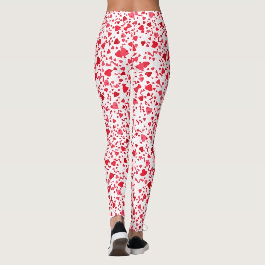 Leuke rode Confetti hartenpatroon Leggings (Achterkant)