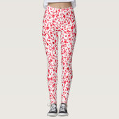 Leuke rode Confetti hartenpatroon Leggings (Voorkant)