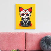 Leuke rode dag van de dode kitten kat, geel canvas afdruk (Insitu (Woonkamer))