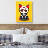 Leuke rode dag van de dode kitten kat, geel canvas afdruk (Insitu (Slaapkamer))