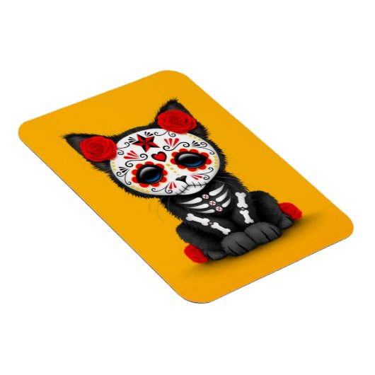 Leuke rode dag van de dode kitten kat, geel magneet (Rechterzijde)