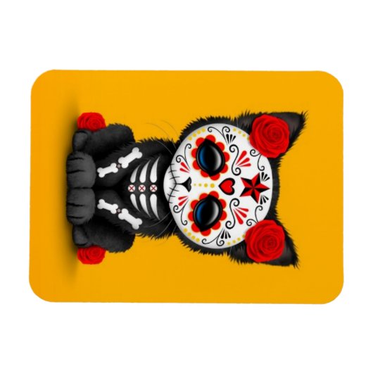 Leuke rode dag van de dode kitten kat, geel magneet (Horizontaal)