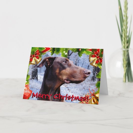 Leuke rode doberman Kerstkaart Feestdagen Kaart (Voorkant)