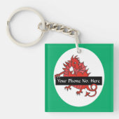 Leuke rode draak acryl Sleutelhanger te personalis (voorkant)
