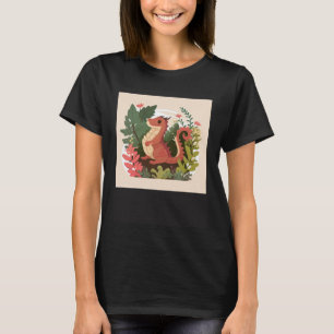 Leuke Rode Draak in een tuin bos T-shirt
