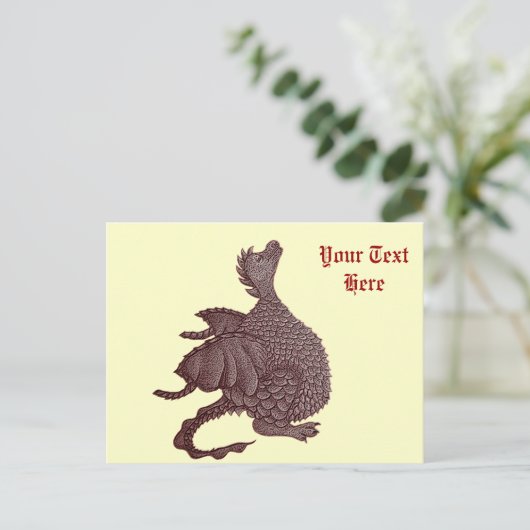 Leuke rode draak mythische en fantasie creature ku briefkaart (Staand voorkant)