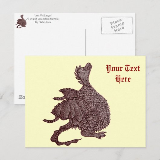 Leuke rode draak mythische en fantasie creature ku briefkaart (Voorkant / Achterkant)