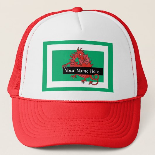 Leuke rode draak trucker hoed te personaliseren pet (Voorkant)