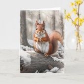 Leuke rode eekhoorn in besneeuwde Bossen | KAART (Gele Bloem)