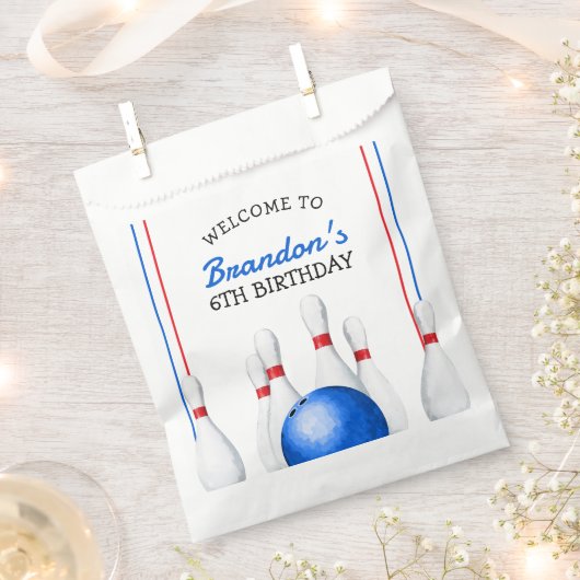 Leuke rode en blauwe Bowling Kids Verjaardag Bedankzakje (Geknipt)