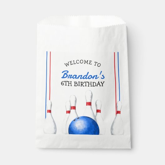 Leuke rode en blauwe Bowling Kids Verjaardag Bedankzakje (Voorkant)