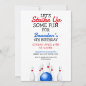 Leuke rode en blauwe Bowling Kids Verjaardag Kaart (Voorkant)