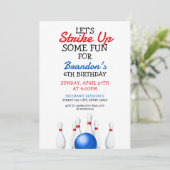 Leuke rode en blauwe Bowling Kids Verjaardag Kaart (Staand voorkant)